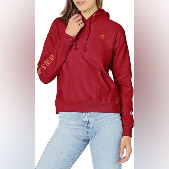 Champion Reverse Weave Womens Hoodie Burgundy Small - Picture 1 of 6